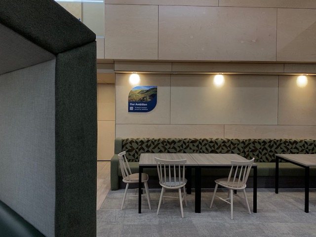 Photo of foam board in in a building.