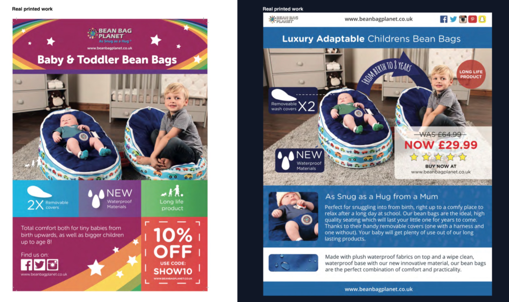 Screen shot of printed designs.