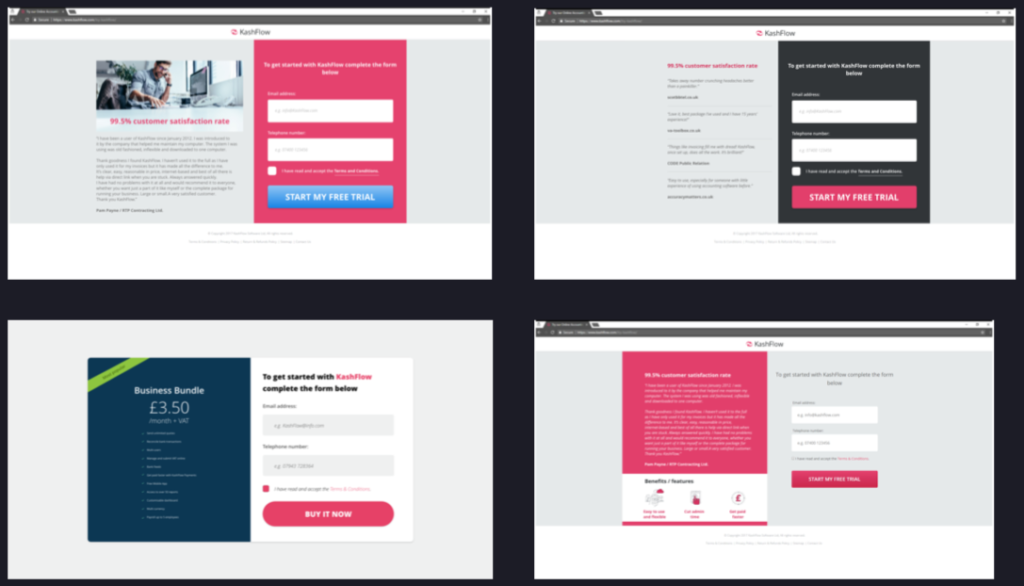 Screenshot of webpages.