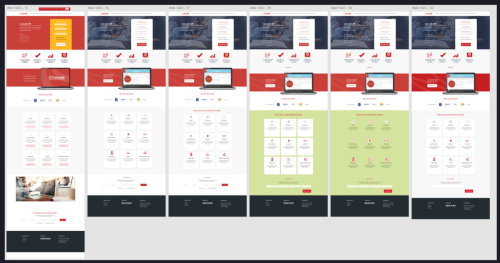 Screenshot of webpages.