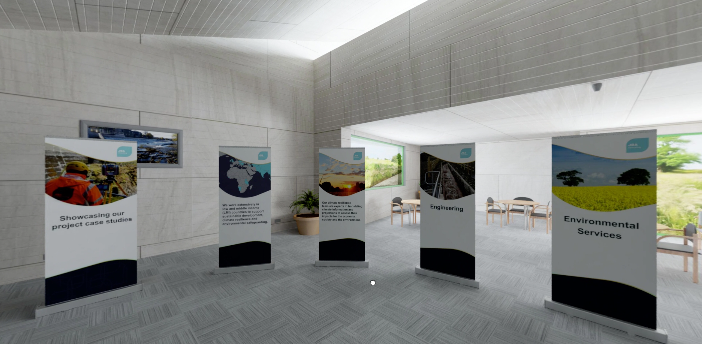 A screen shot of inside the virtual reality room. Showing environment, props and textures.