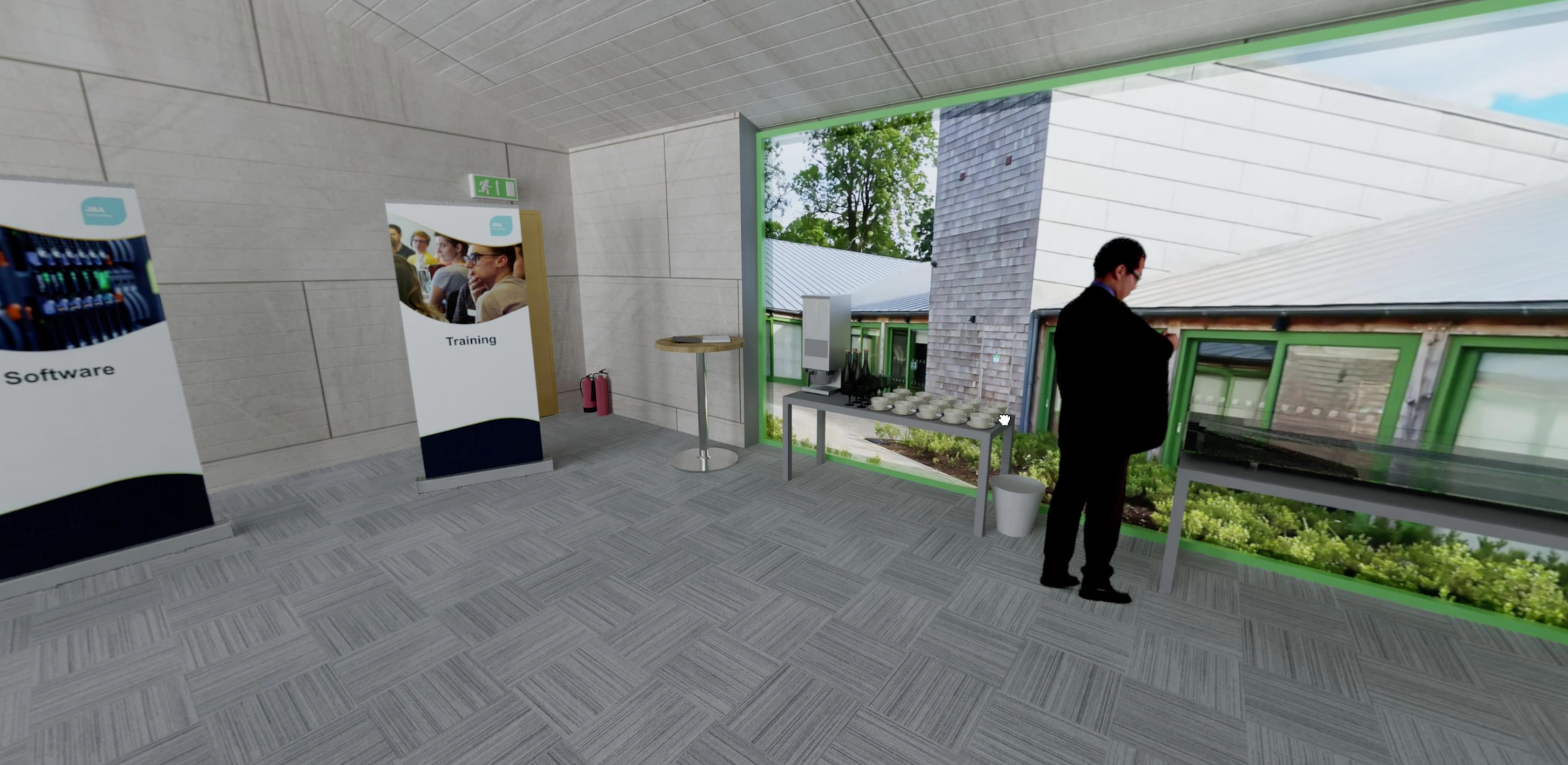 A screen shot of inside the virtual reality room. Showing environment, props and textures.