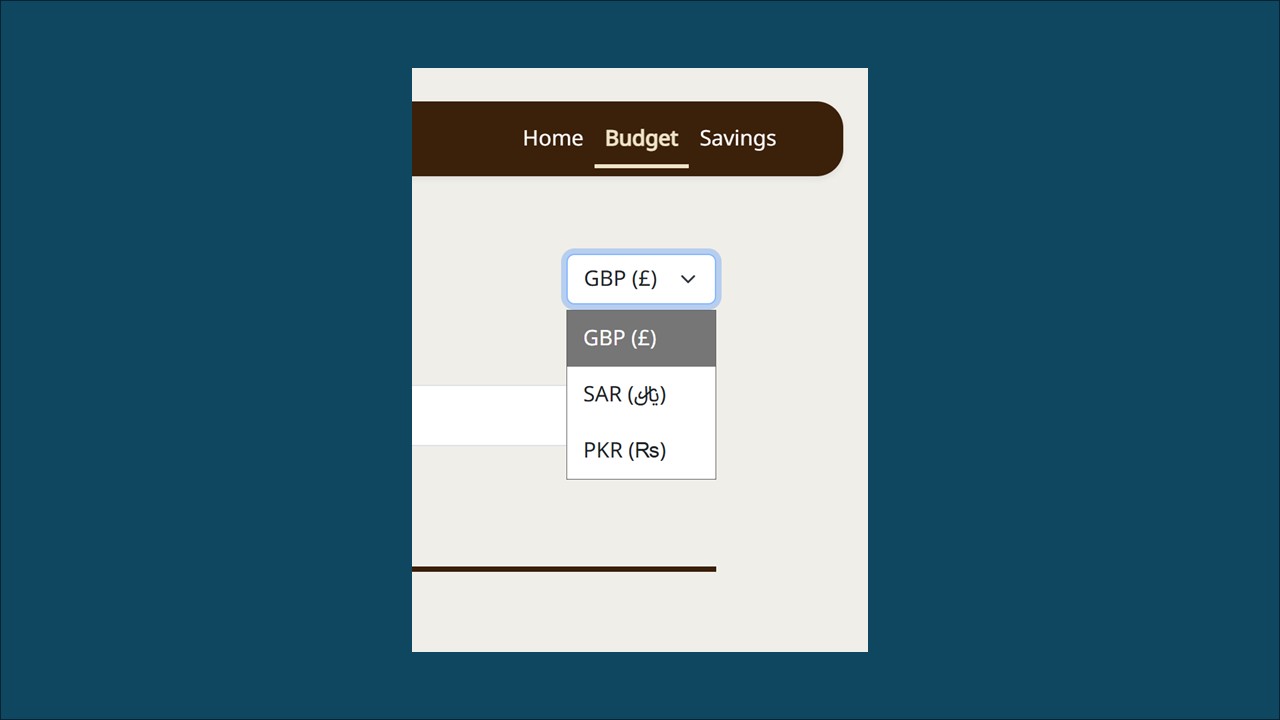 A Screenshot of a UI / web design interface showing a UI drop down.