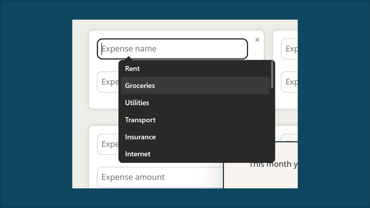 A Screenshot of a UI / web design interface showing a UI dropdown.