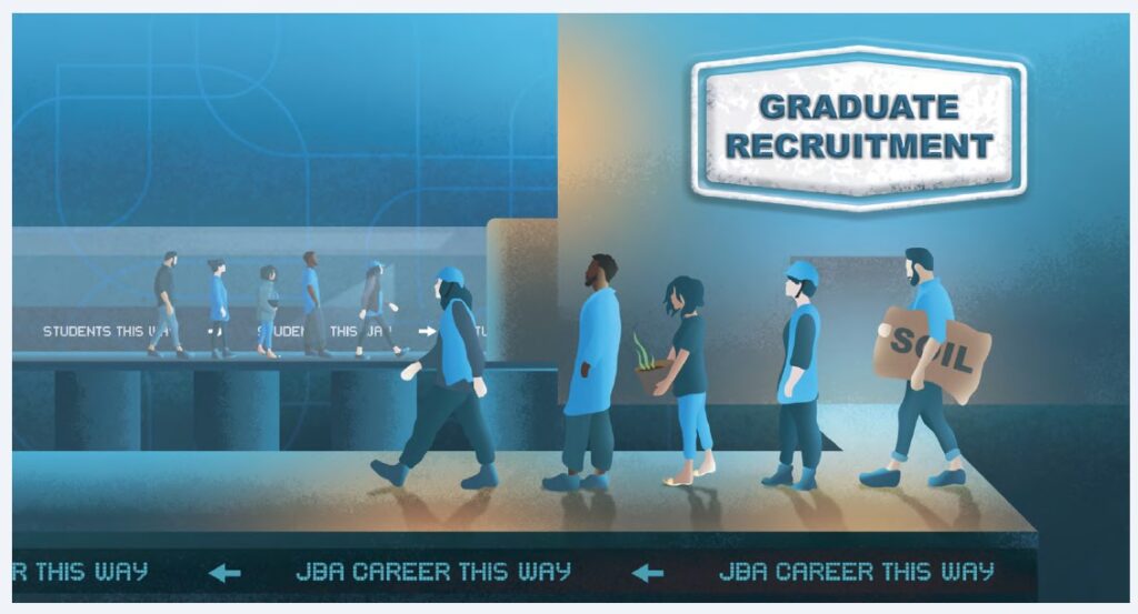 Image shows graduates walking