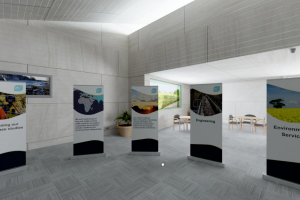 A screen shot of inside the virtual reality room. Showing environment, props and textures.